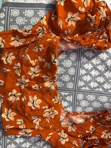 Stylish Orange Floral Print Crop Top