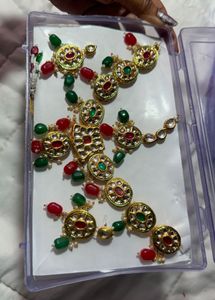 Unused Exquisite Indian Kundan Necklace Set