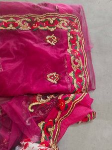 Embroidered Magenta Saree