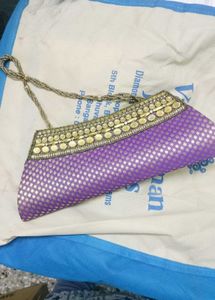 Elegant Purple Embellished Clutch Bag