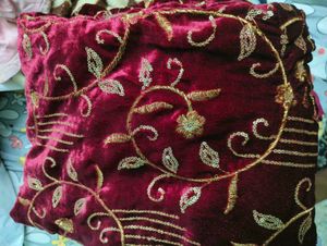 Maroon Velvet Kurta SET