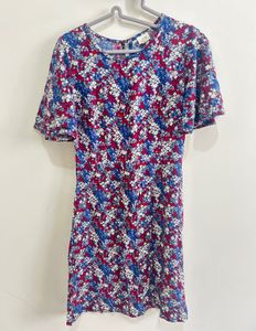 Floral Print Flounce Sleeve Dress