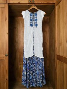 Anarkhali with Blue Floral Embroidery