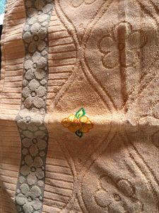 Embroidered Peach  bath towel