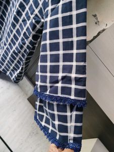 Stylish Blue &amp; White Checked Top