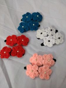 Handmade Crochet Flower Hair Clips