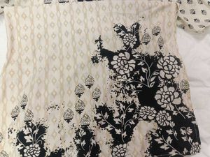 Cream Kurta with Black Floral Print