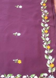 Purple Embroidered Sari