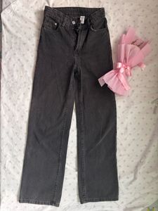 h&amp;m wide ultra high waist black denim