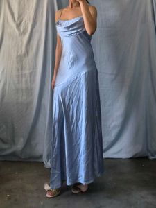 Satin Cowl Neck Midi Dress