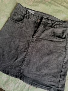 Grey Denim Mini Skirt