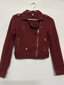 Women's Burgundy Cropped Jacket