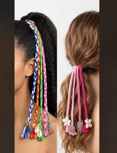 Boho Braided Hair Ties with Charms set of 2