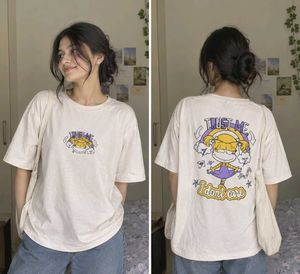 Cream Graphic Print Oversized T-Shirt