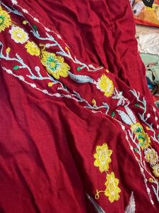 Embroidered Burgundy Kurta
