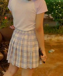 Plaid Pleated Mini Skirt