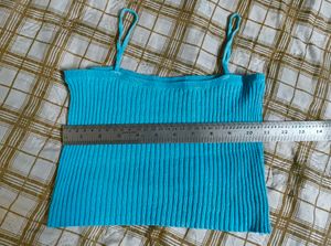 Blue Ribbed Knit Cardigan