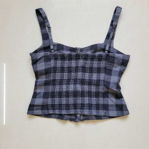 Plaid Ruffle Button-Up Tank Top
