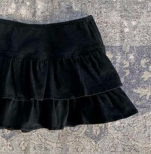 Black Tiered Mini Skirt