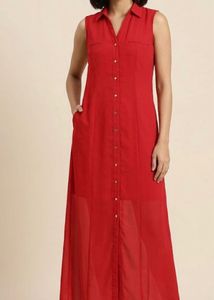 Stylish Red Sleeveless Maxi Dress