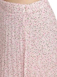 Pink Floral Pleated Midi Skirt