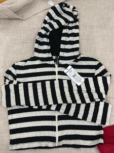 Black and White Striped Hoodie, size L