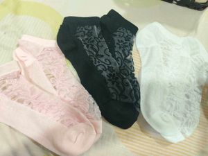 Sheer Lace Ankle Socks (3 Pairs)