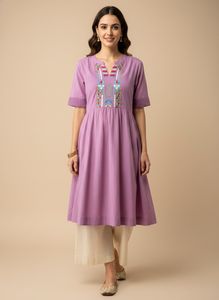 Embroidered Purple Ethnic Dress/Kurta