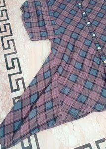 Plaid High Low Tunic Top