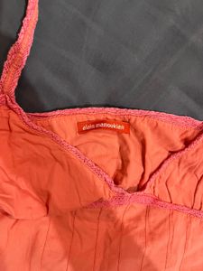 Coral Camisole Top with Pink Trim