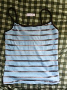 bershka Blue Striped Spaghetti Strap Top