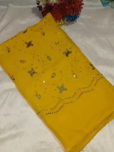 Yellow Embellished Saree