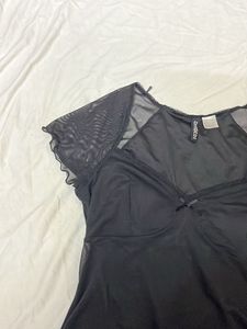 H&amp;M Black Mesh Detail Top