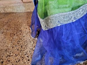 Blue N Green Combination Saree With Silver Bolouse