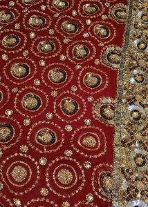 bridal full work Maroon Sequin Dress Material