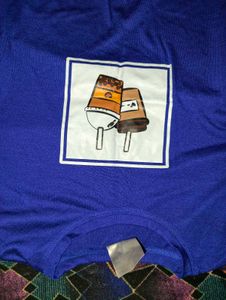 Blue T-Shirt with Drinks Print