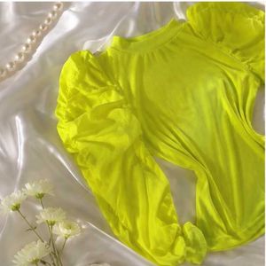 Neon Puff Sleeve Top