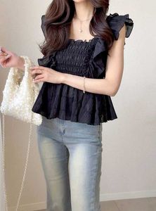 Chic Black Ruffled Top