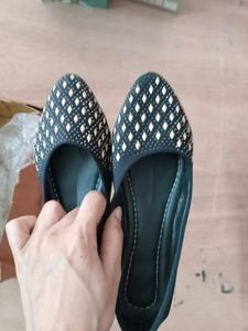 New Embellished Black Ballet Flats size 37