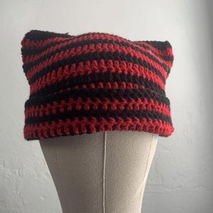 Handmade Crochet Striped Cat Ear Beanie (any one)