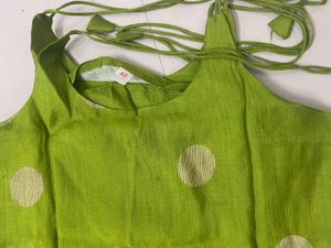 Green &amp; Gold Polka Dot Kurta