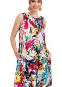 Vibrant Abstract Print Sleeveless Dress