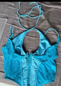 Savana Stylish Blue Halter Neck Top