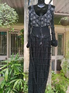 Elegant Black Embellished Couture Dress