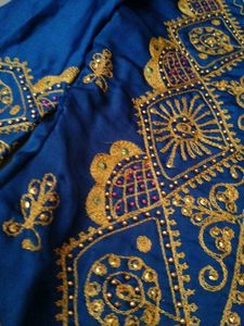 Teal Indian Skirt with Gold Embroidery