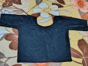 Elegant Black Blouse with Subtle Sparkle