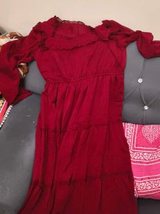 Elegant Red Tiered Maxi Dress