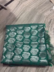 Emerald Green Silk Saree with Peacock Motifs