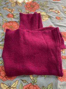 Purple Colour High neck With Puff Sleeves