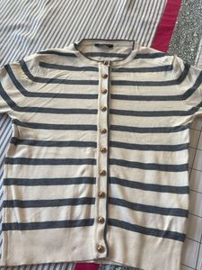Striped Button-Up Cardigan